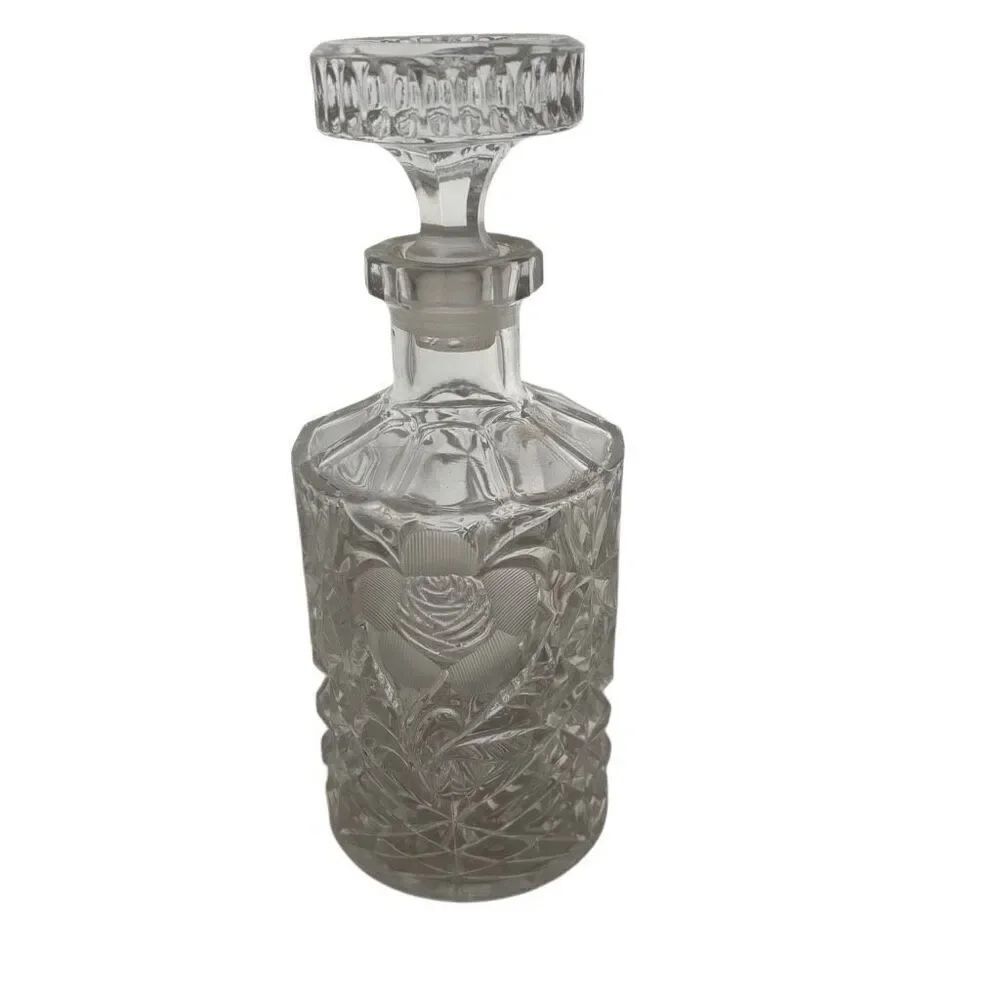 Vintage Etched Glass Daisy Flower Decanter *Read*
